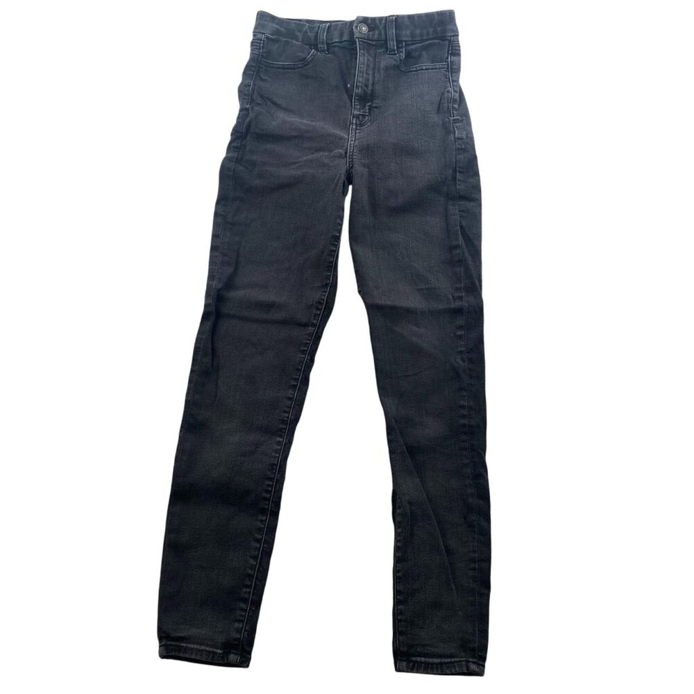 American Eagle Womens Jeans 26 Measured High Rise Skinny Jeggings Black Denim